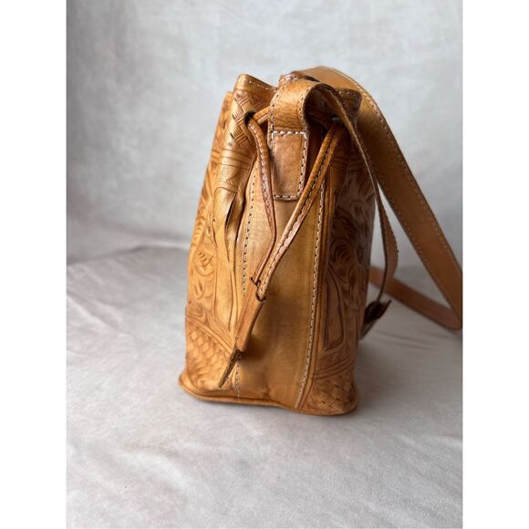 Vintage Style Tooled Leather Purse Boho Cottagecore - Picture 6 of 11